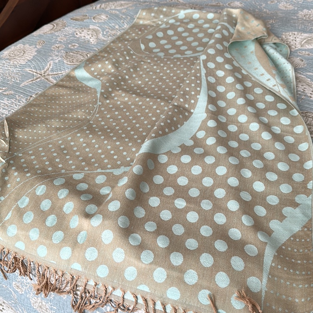 Shawl Pashmina 100% pistachio 27” by 70” fringed knot